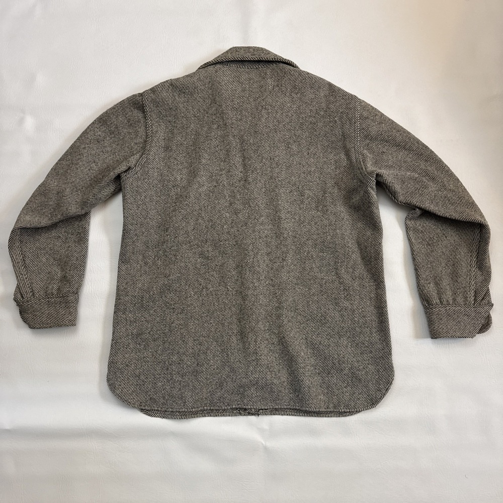 Vtg Woolrich Shirt Jacket Mens Lg Gray Herringbone Wool Blend Shacket USA Made - Picture 7 of 7